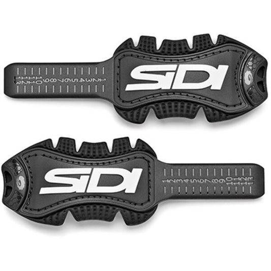 Black SIDI cycling shoe straps on a white background