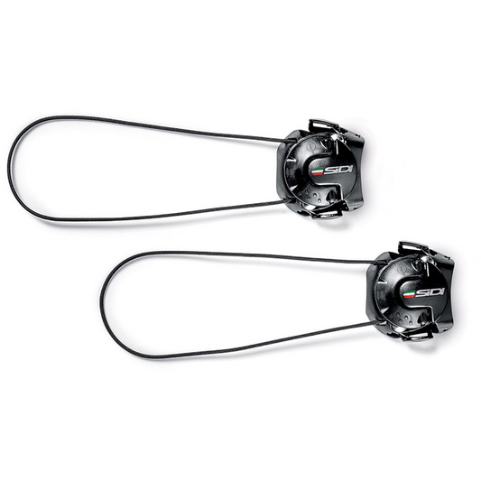 Two black and silver closure systems with 'SIDI' branding on a white background