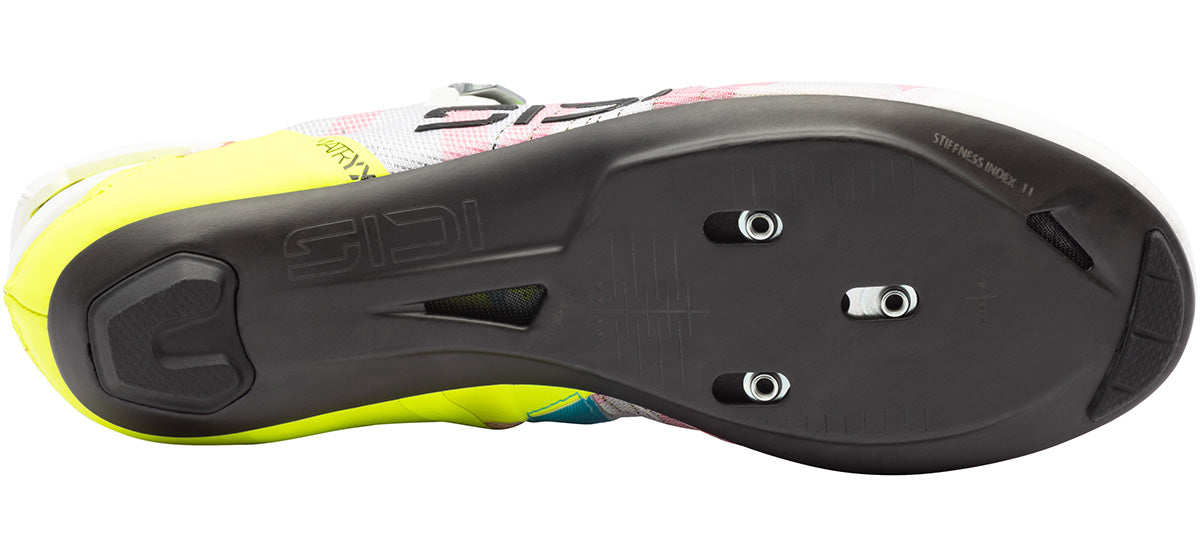 Sidi Wire 3 Men's Road Cycling Shoe - White Fluo Yellow - Bottom Sole View