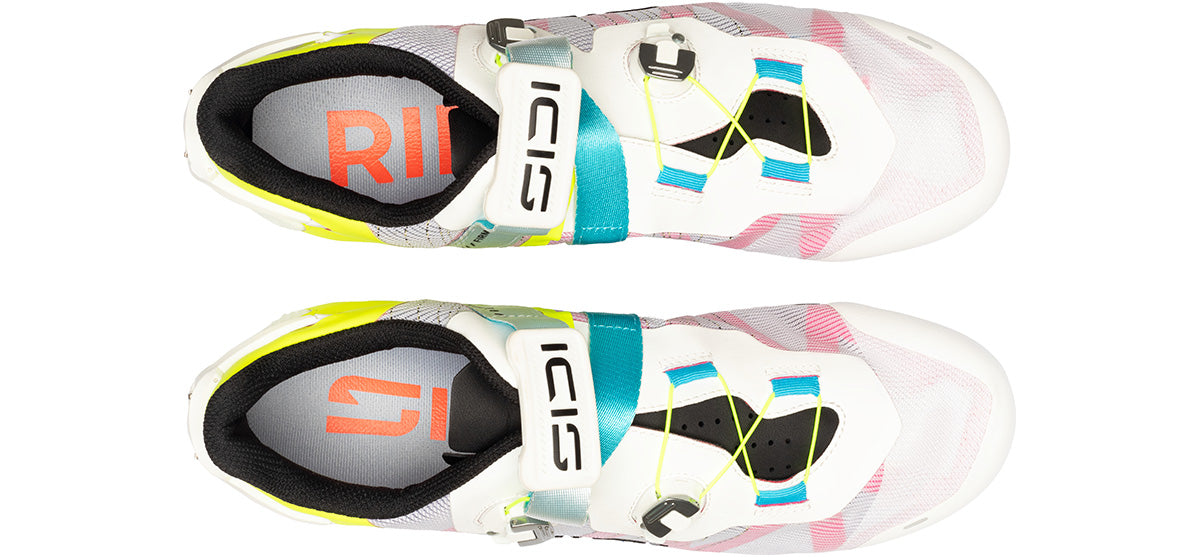 Sidi Wire 3 Men's Road Cycling Shoe - White Fluo Yellow - Top Down View
