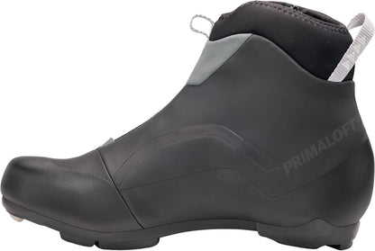 Black high-top shoe with Primaloft logo on a white background