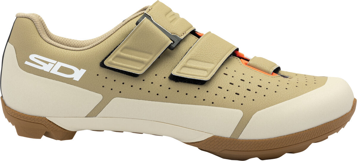 Beige cycling shoe with Sidi branding on a white background