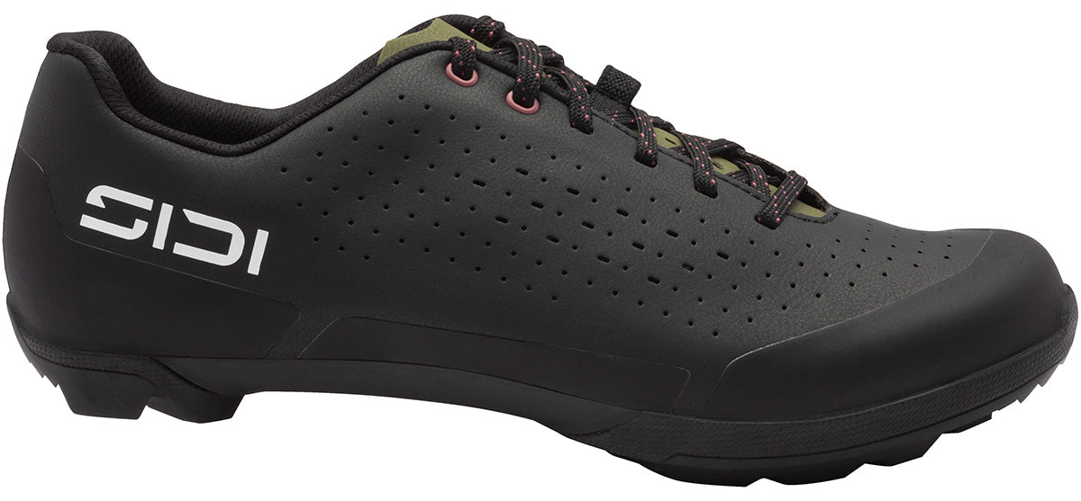 Sidi Asper Lace Gravel Cycling Shoe - Black Olive Green - Side View