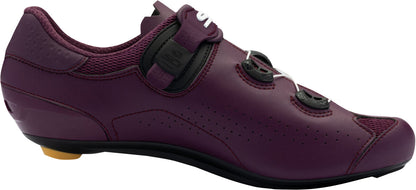Purple cycling shoe with a white background