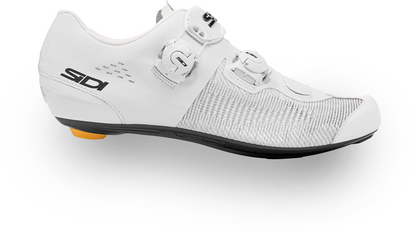 White cycling shoe with Sidi logo on a white background