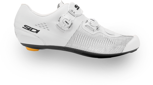 White cycling shoe with Sidi logo on a white background
