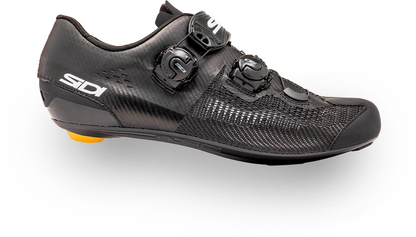 Black cycling shoe with Sidi branding on a white background