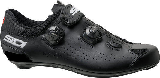 Black cycling shoe with Sidi branding on a white background