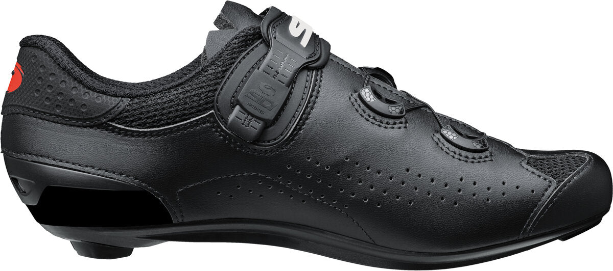 Black cycling shoe on a white background
