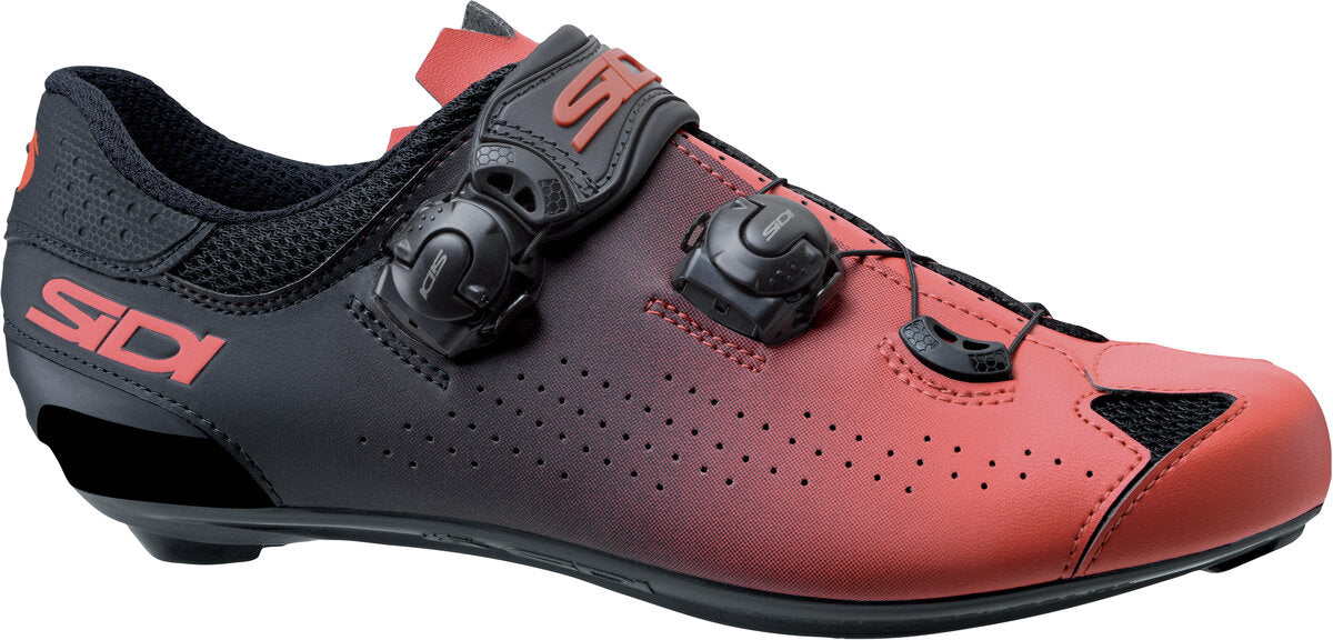Red and black cycling shoe with Sidi branding on a white background
