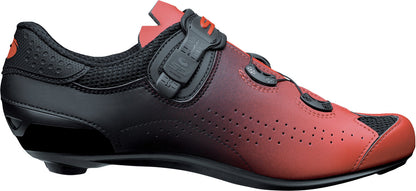 Black and red cycling shoe on a white background