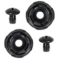 Two black shoe studs with screws