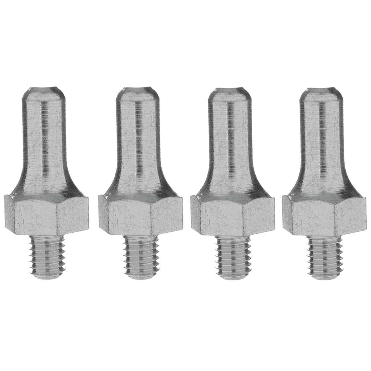 Four metal spikes on a white background