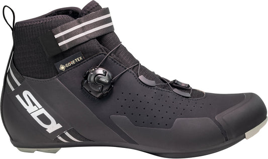 Black cycling shoe with Sidi branding on a white background