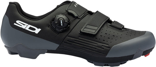 Black cycling shoe with Sidi logo on a white background