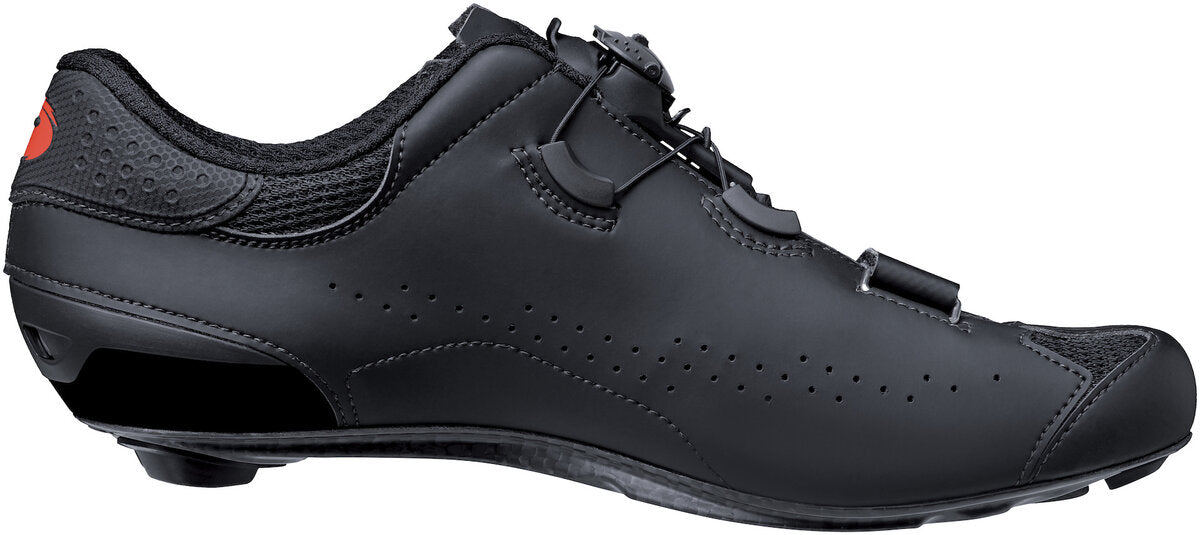 Black cycling shoe on a white background