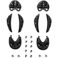 Set of black shoe sole plates on a white background