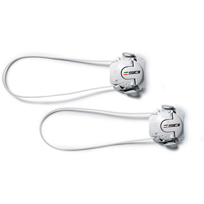 Two white closure systems with SIDI logo on a white background