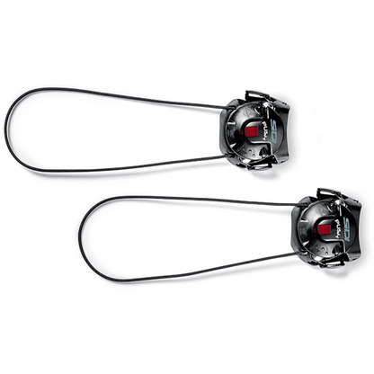 Two black closure systems on a white background