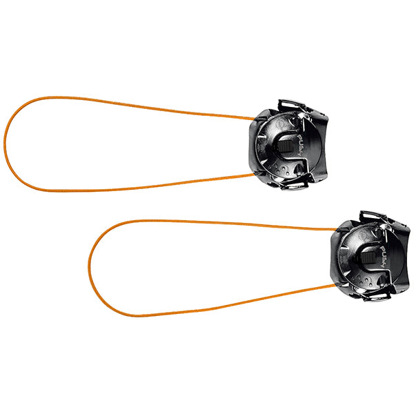 Two coral/balck Sidi dial closure systems with metal laces on a white background