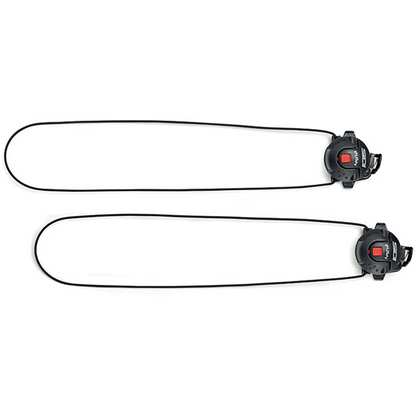 Two closure mechanism with black handles on a white background